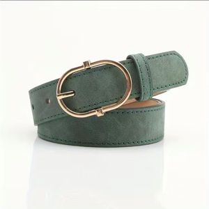 NIP Green Faux Suede Belt with Gold Plated Buckle